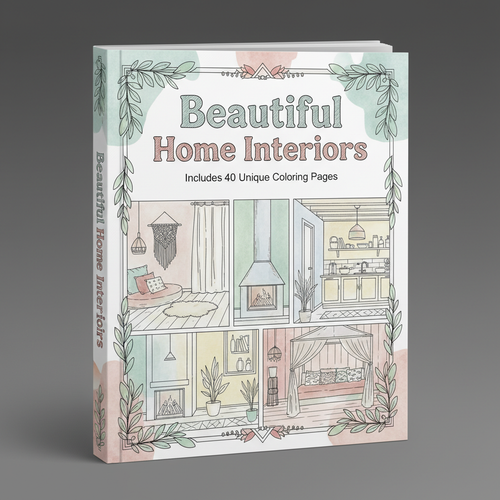 Beautiful Home Interiors —  40 Adult Coloring Book for Calm & Creativity