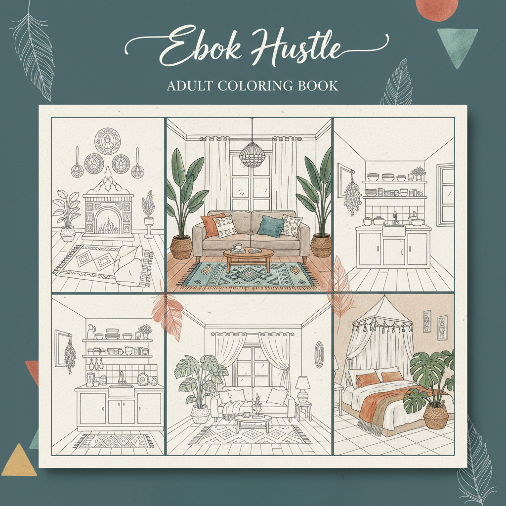 Beautiful Home Interiors —  40 Adult Coloring Book for Calm & Creativity